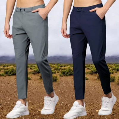 STYROVA Solid Men Grey, Blue Track Pants