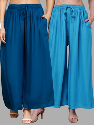 VALLES365 by S.c. Flared Women Blue, Blue Trousers