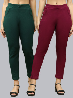 VALLES365 by S.c. Regular Fit Women Dark Green, Purple Trousers