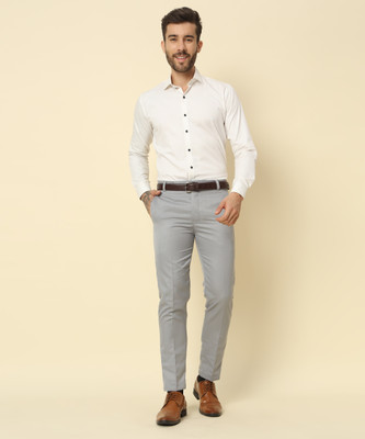 TDE Regular Fit Men Grey Trousers