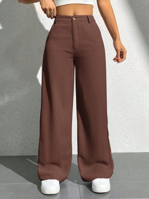 Dolsia Regular Fit Women Brown Trousers