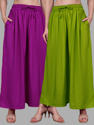 VALLES365 by S.c. Flared Women Green, Purple Trousers