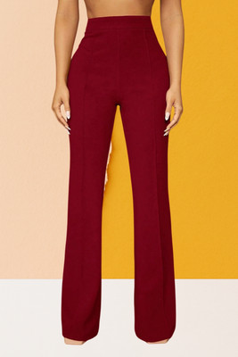 SKD TRENDZ Comfort Fit, Regular Fit Women Maroon Trousers