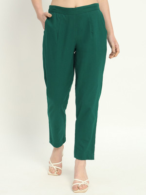 Fiona Regular Fit Women Dark Green Trousers