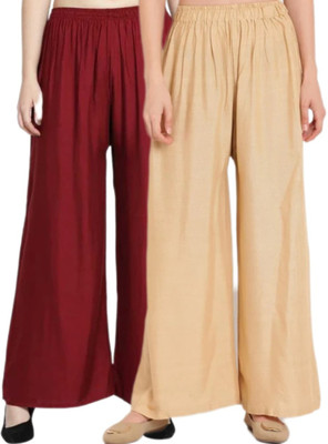 VESTMENT Regular Fit Women Maroon, Beige Trousers