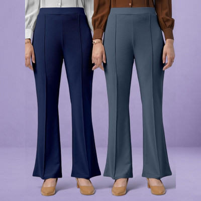 jenile stoor Loose Fit Women Dark Blue, Grey Trousers