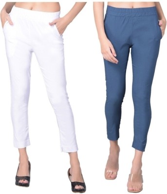 Comfort Lady Regular Fit Women White, Blue Trousers