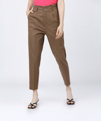 Tokyo Talkies Tapered Women Brown Trousers