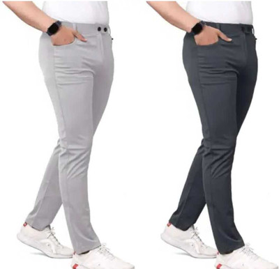PV STORE Regular Fit Men Grey, Black Trousers