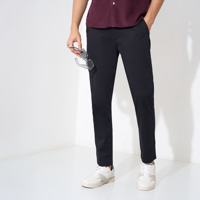 Peregrine by Pantaloons Slim Fit Men Black Trousers