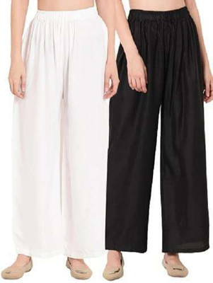 ANURUPAM FASHION Flared Women Black, White Trousers