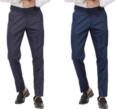 LAHSUAK Regular Fit Men Grey, Dark Blue Trousers