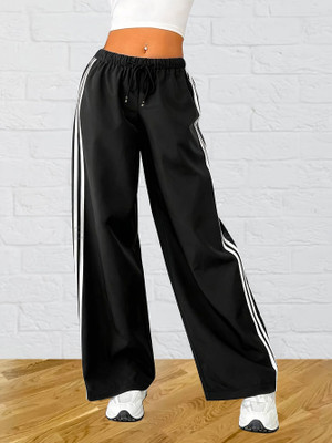 Dockstreet Loose Fit Women White, Black Trousers