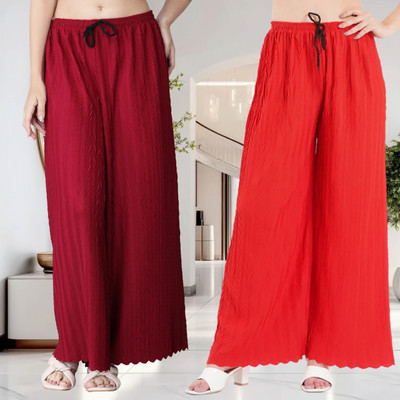 KWSH Regular Fit Women Maroon, Red Trousers