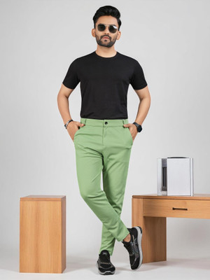 HK HUB Regular Fit Men Light Green Trousers