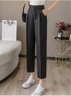 PAMO Regular Fit Women Black Trousers