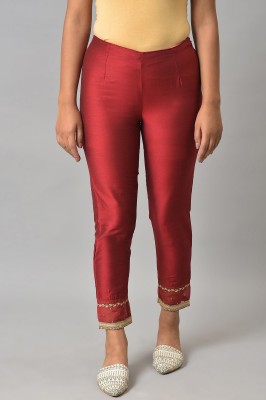 W Slim Fit Women Red Trousers