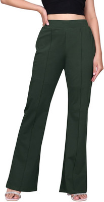 KNOVA Straight Fit Women Dark Green Trousers