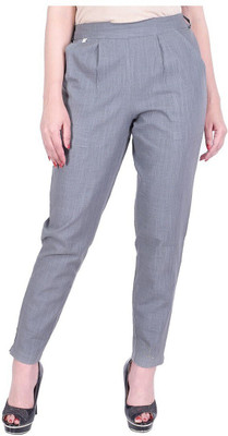 NeeloKurtis Slim Fit Women Grey Trousers