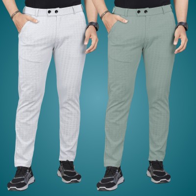 GIBBONTE Regular Fit Men Grey, Light Green Trousers