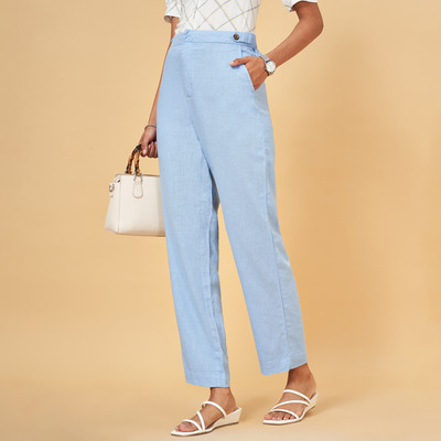 Annabelle by Pantaloons Regular Fit Women Light Blue Trousers