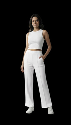 LAXMISPORTS Straight Fit Women White Trousers