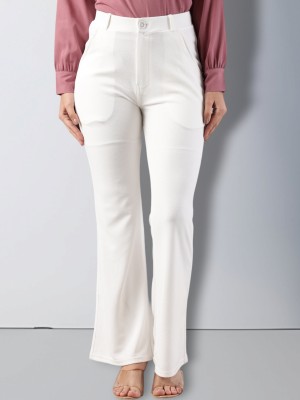 fithub Regular Fit Women White Trousers