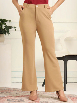 High Glitz Regular Fit Women Beige Trousers