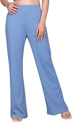 KNOVA Flared Women Blue Trousers