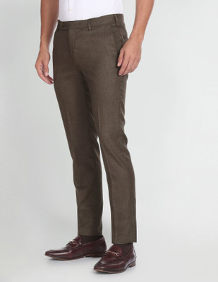 ARROW Regular Fit Men Brown Trousers