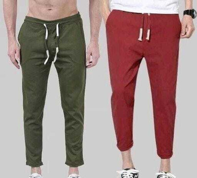 BE SWADESHI Self Design Men Green, Red Track Pants