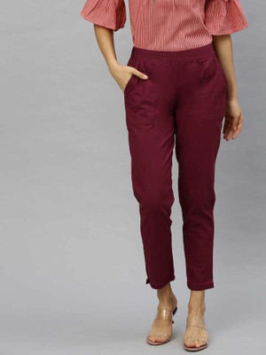 Yash Gallery Regular Fit Women Maroon Trousers