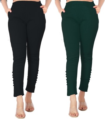 DEEPA ENTERPRISE Regular Fit Women Black, Dark Green Trousers