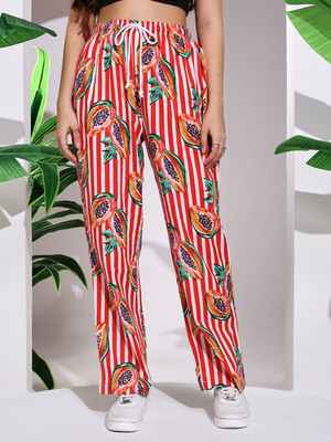 Ravaiyaa - Attitude Is Everything Regular Fit Women Red, White Trousers