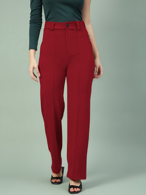 Maheshvi Regular Fit Women Maroon Trousers