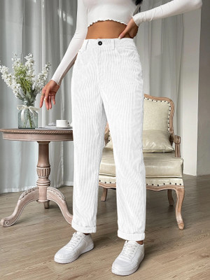 Rajovati Slim Fit Women White Trousers
