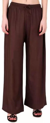 Kanna Fabric Regular Fit Women Brown Trousers