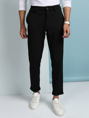 HIGHLANDER Knitted Regular Fit Men Black Trousers