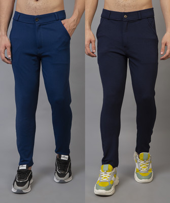 lapataclub Slim Fit Men Blue, Black Trousers