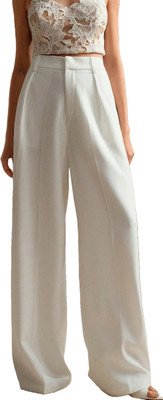 FNOCKS Loose Fit Women White Trousers