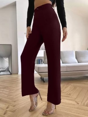 WOMEN MODE Regular Fit Women Maroon Trousers