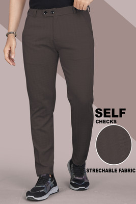 INDICLUB Regular Fit Men Brown Trousers