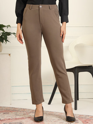 fithub Regular Fit Women Brown Trousers