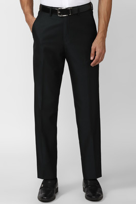 VAN HEUSEN Regular Fit Men Black Trousers