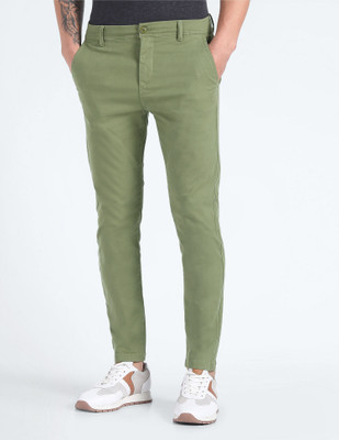FLYING MACHINE Relaxed Men Green Trousers