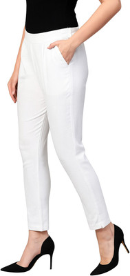 Stylish Fashion Regular Fit Women White Trousers