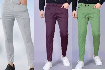 ADVIK FASHION HUB Slim Fit, Comfort Fit Men Green, Purple, Grey Trousers