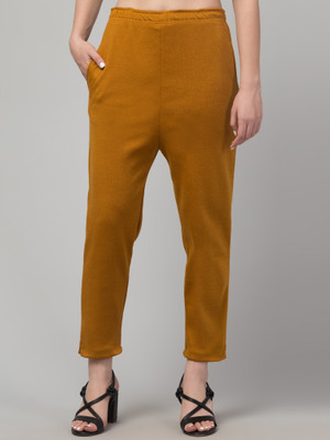 FamBee Regular Fit Women Yellow Trousers