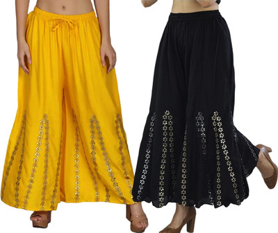 OMAAYA Comfort Fit Women Yellow, Black Trousers