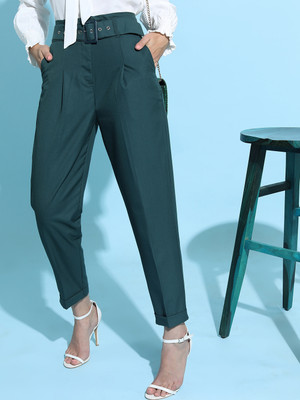 Tokyo Talkies Regular Fit Women Green Trousers